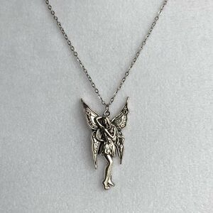 Handmade Fairy Necklace STAINLESS STEEL Silver Charm Whimsigoth Goth Jewelry